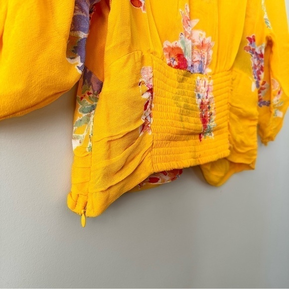 FREE People-Love To Love Blouse Golden Yellow & Florals (Size:Medium) - Picture 10 of 12